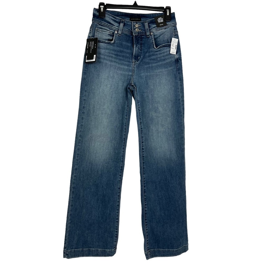 NWT SILVER AVERY Women’s Blue Jeans 5/6 Short (W28) Curvy Fit High Rise Trouser
